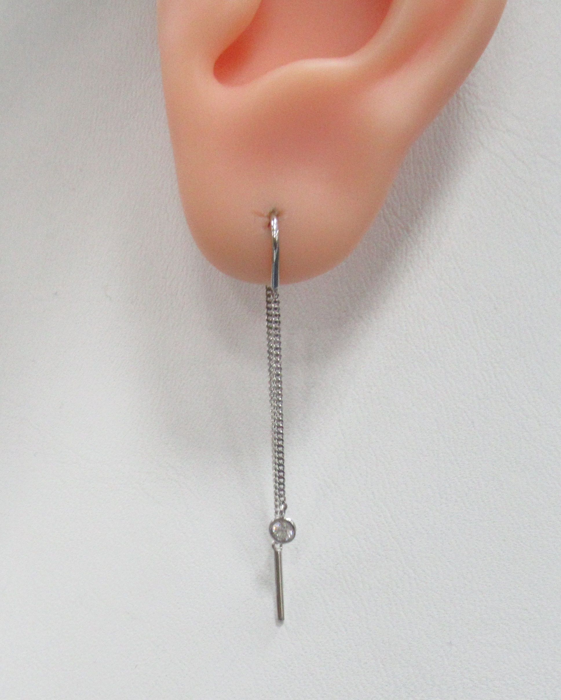 Серебряные серьги-протяжки с фианитами